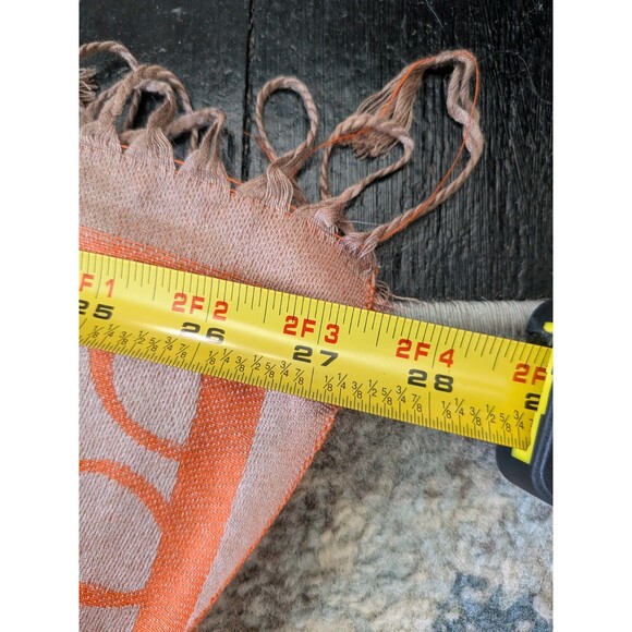 PASHMINA Scarf Shawl Wrap 100% Pashmina Orange/Brown w/ Fringe 66" X 28" - Picture 6 of 6